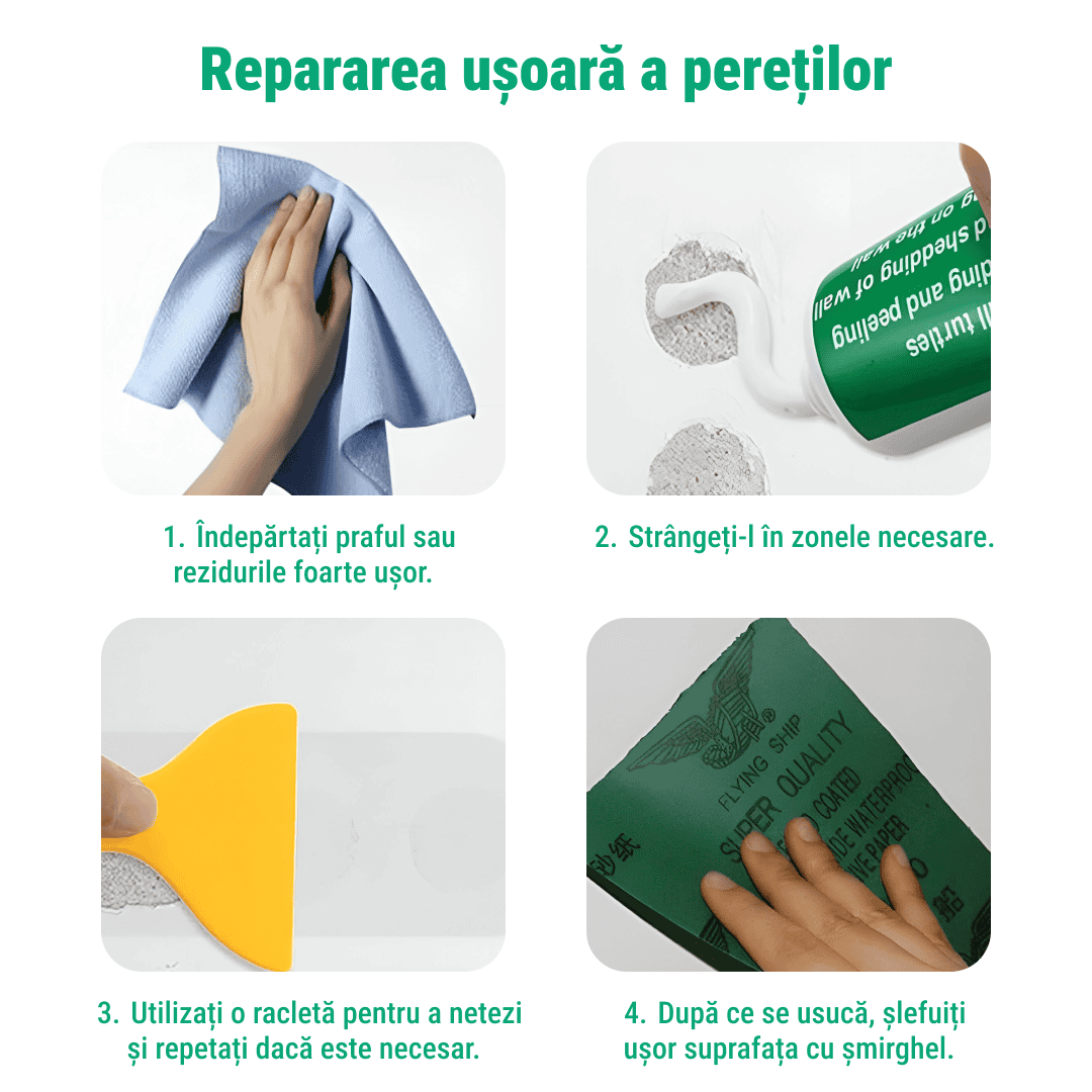 WALLMENDR® – Kit Reparare Pereți & Acoperire Pete (1+1 GRATIS) - imagine 4