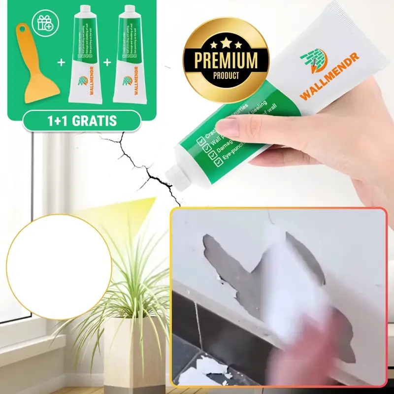 WALLMENDR® – Kit Reparare Pereți & Acoperire Pete (1+1 GRATIS)