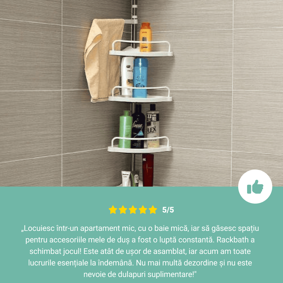 RACKBATH – raft de duș care elimină dezordinea și menține dușul organizat (fără găurire, potrivit pentru orice baie) - imagine 7