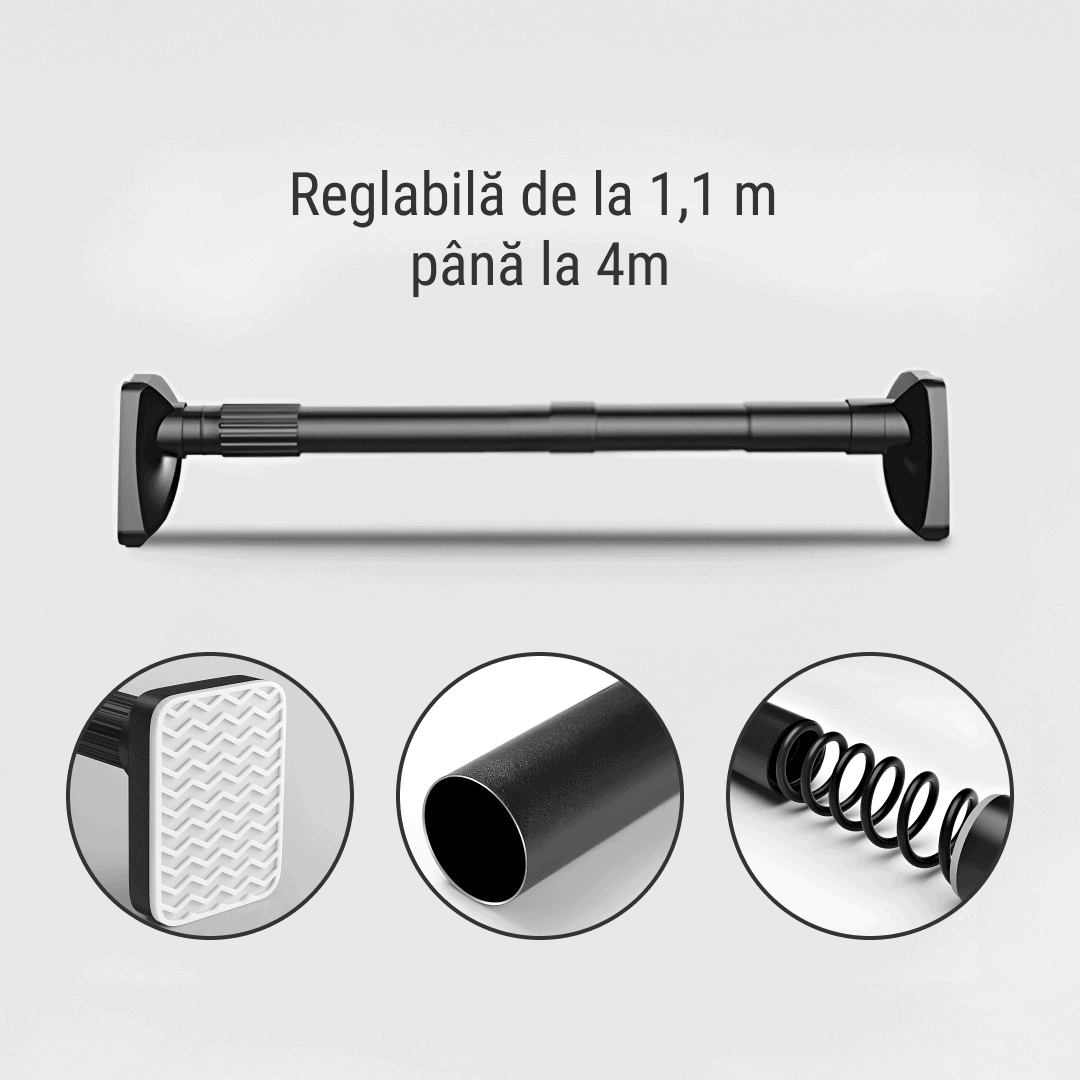 POWERPOLE – bară telescopică universală fără găurire pentru agățare și depozitare (110–400 cm) - imagine 2