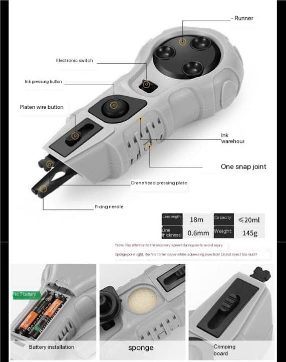 MARKER CU CERNEALĂ RETRACTABIL AUTOMAT ELECTRIC + GRATUIT 100ML CERNEALĂ + 2 X BATERII AAA INKLINEZ™ - imagine 10