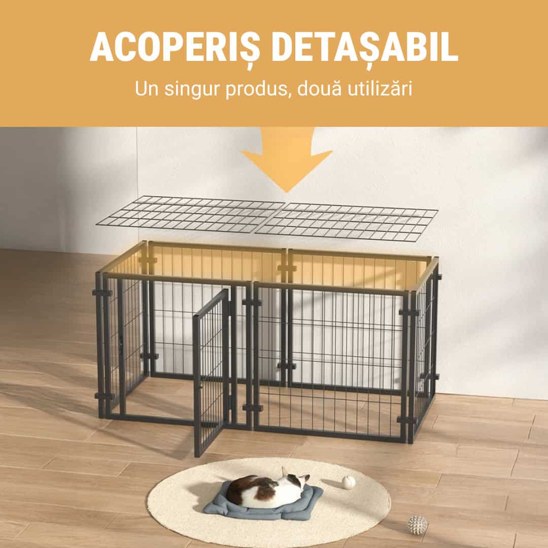 Pawz™ - Țarc pliabil multifuncțional pentru câini cu ușă și acoperiș detașabil - imagine 3