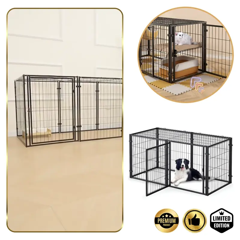 Pawz™ - Țarc pliabil multifuncțional pentru câini cu ușă și acoperiș detașabil